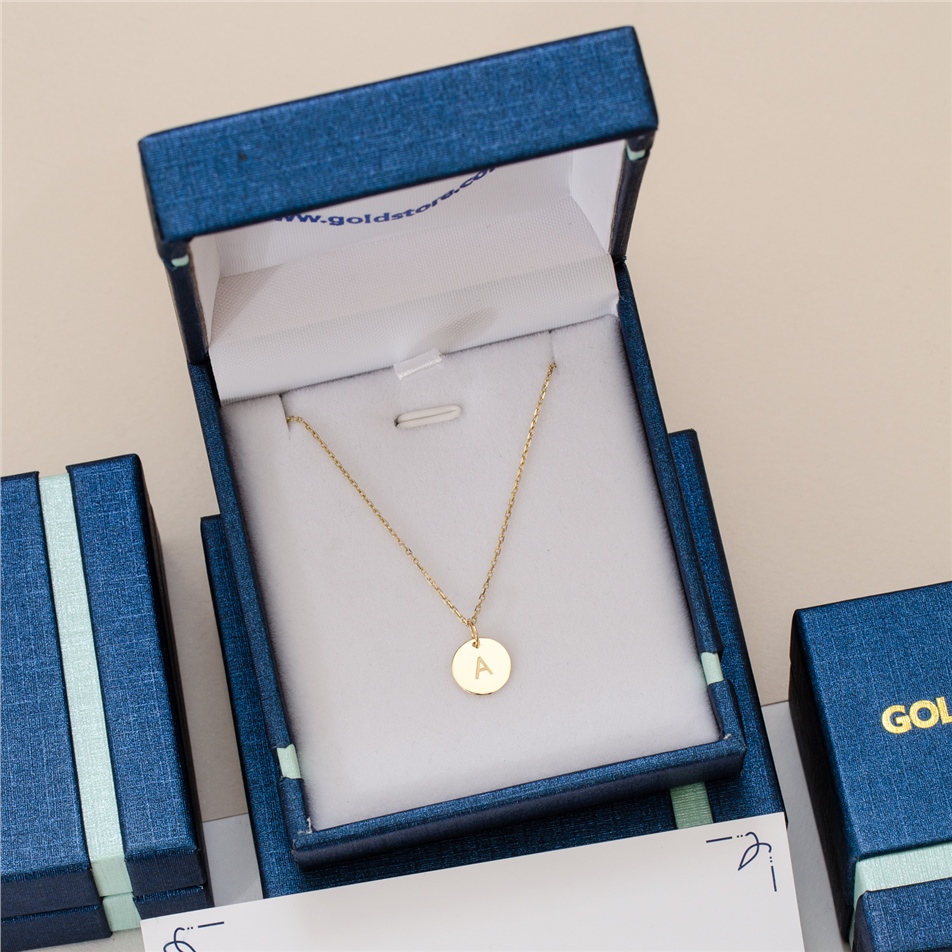 Solid Gold Mini Disc Necklace