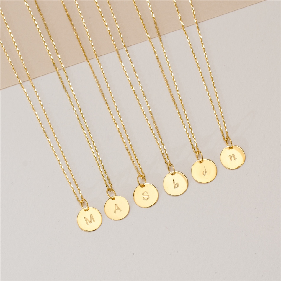 Solid Gold Mini Disc Necklace