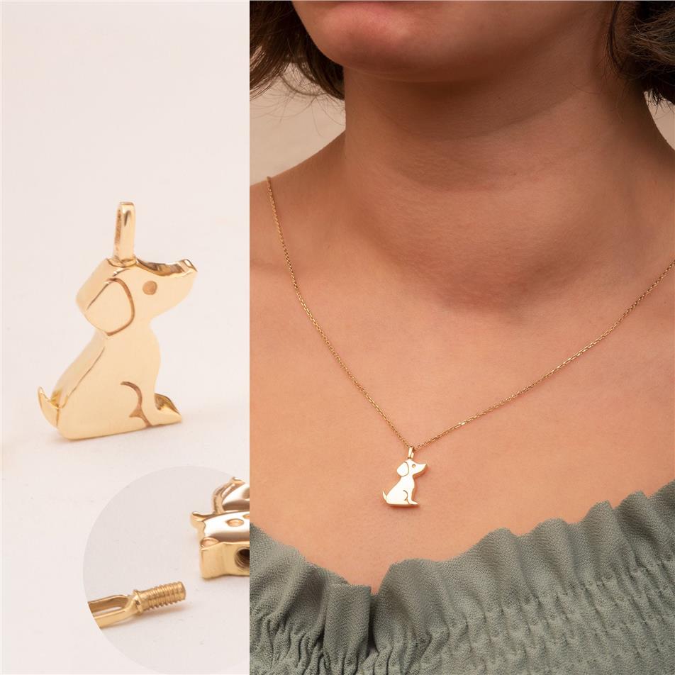 Solid Gold Dog Urn Necklace