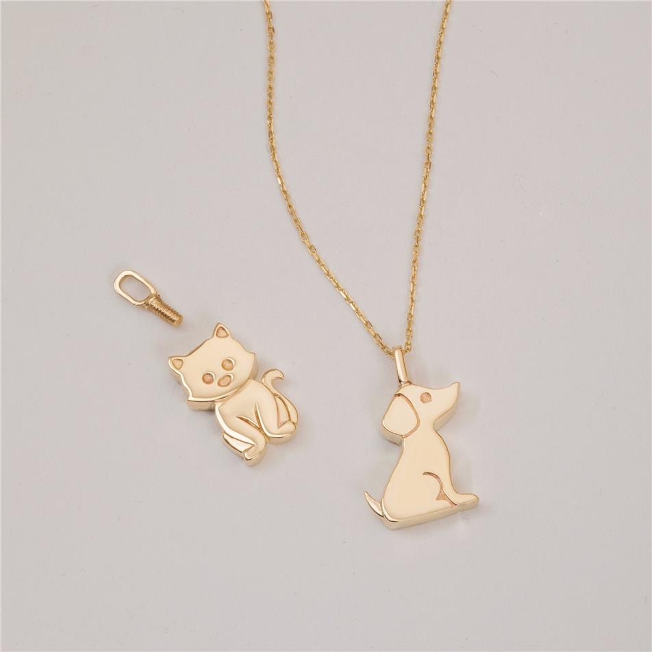 Solid Gold Dog Urn Necklace