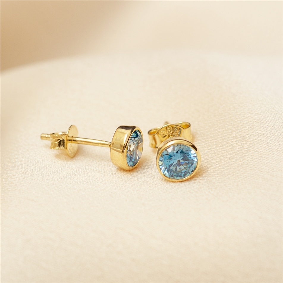 Solid Gold Birthstone Earring