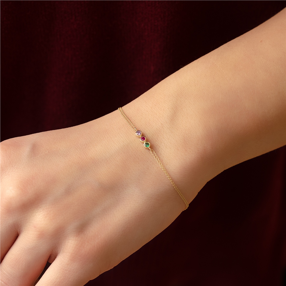Solid Gold Birthstone Bracelet