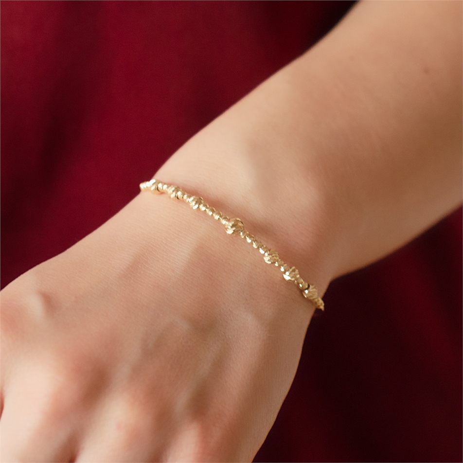 Solid Gold Ball Beaded Bracelet