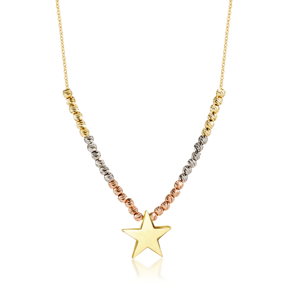 Solid Gold Dangle Star Necklace