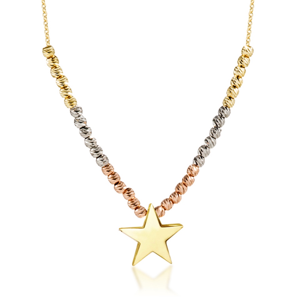 Solid Gold Dangle Star Necklace