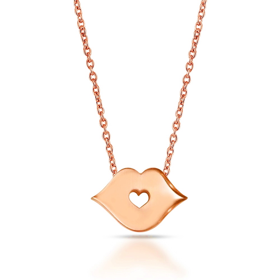 Solid Gold Lips Necklace