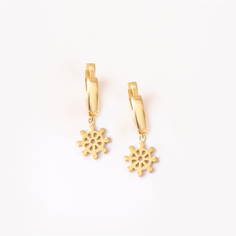 Solid Gold Rudder Hoop Earring