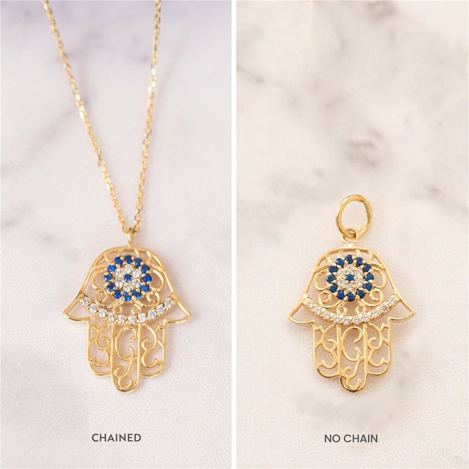 Solid Gold Hamsa Necklace