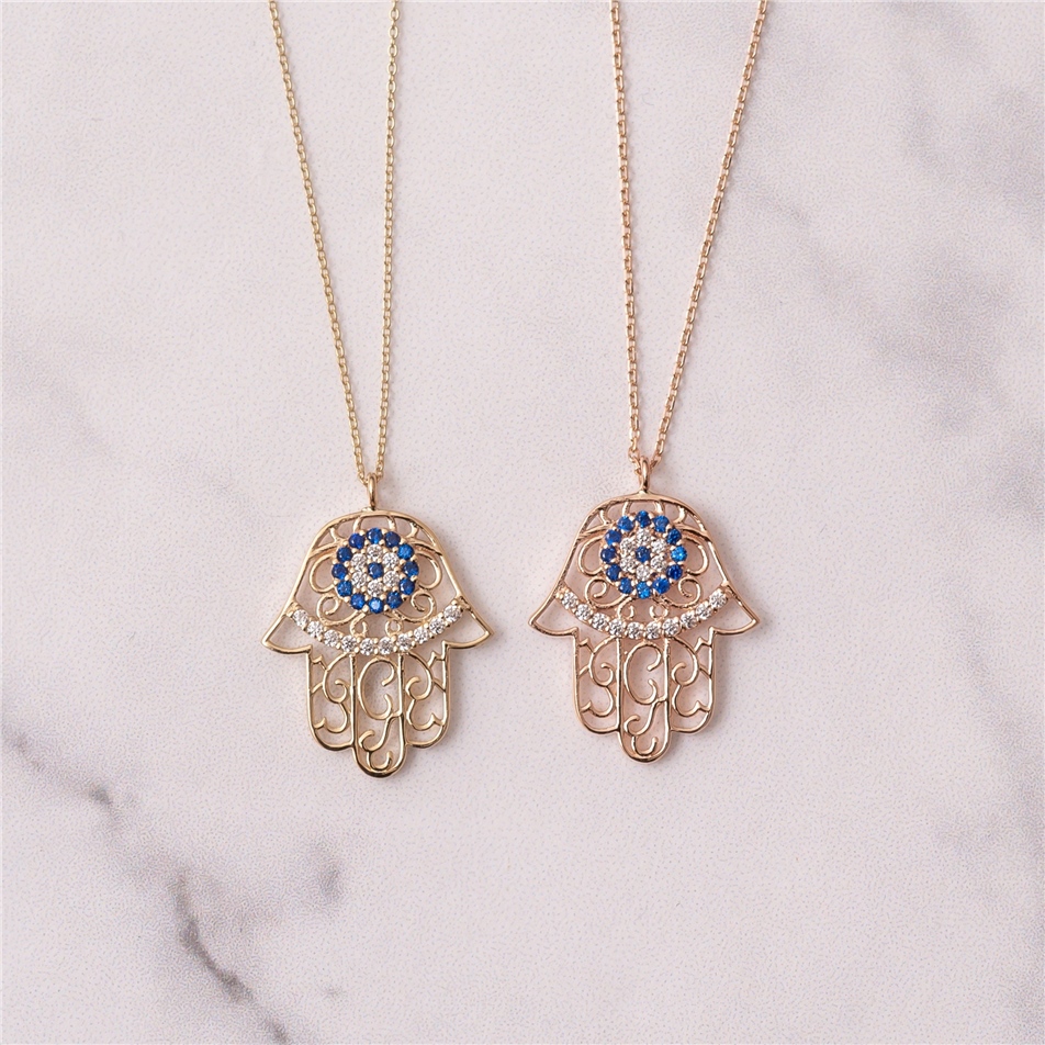 Solid Gold Hamsa Necklace