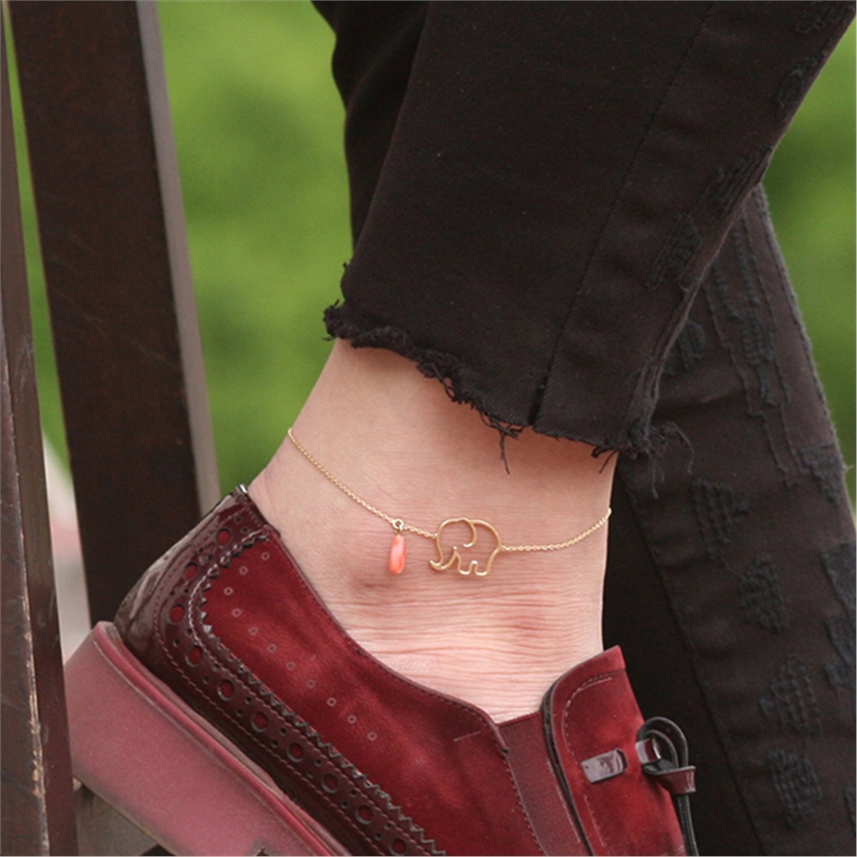 Solid Gold Fancy Elephant Anklet