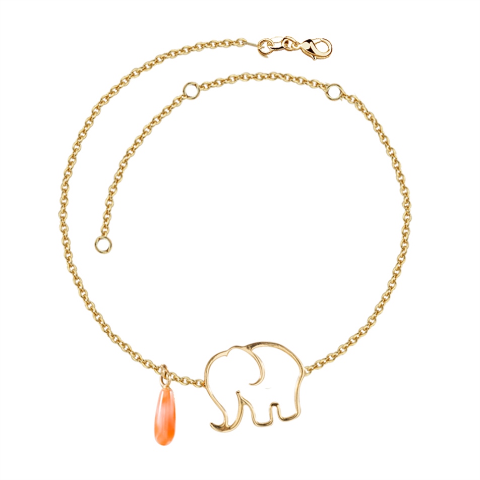 Solid Gold Fancy Elephant Anklet
