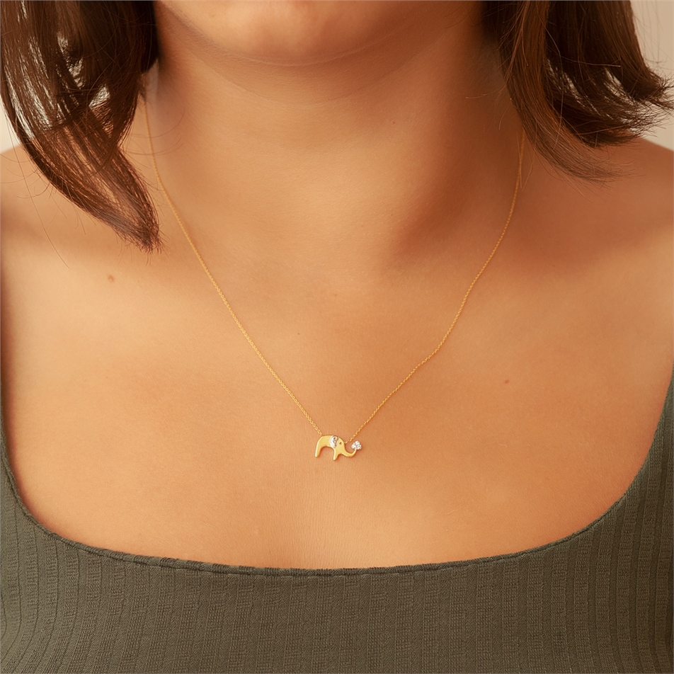Solid Gold Elephant Necklace