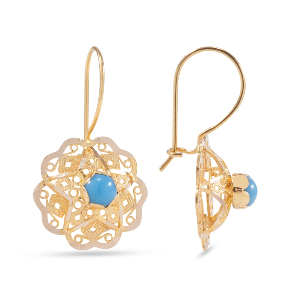 Solid Gold Filigree Rose Earring