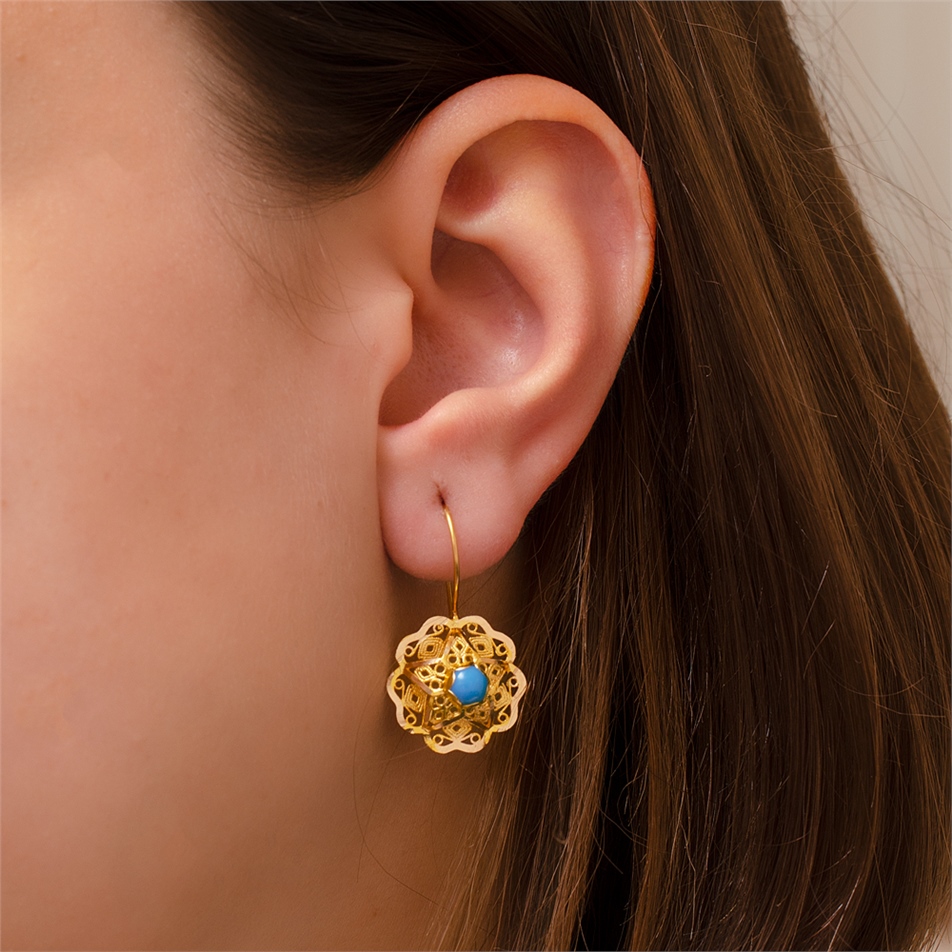 Solid Gold Filigree Rose Earring