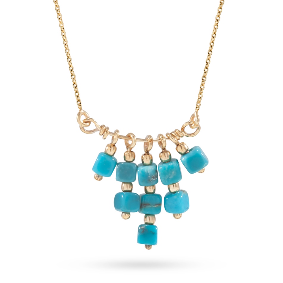 Solid Gold Turquoise Necklace