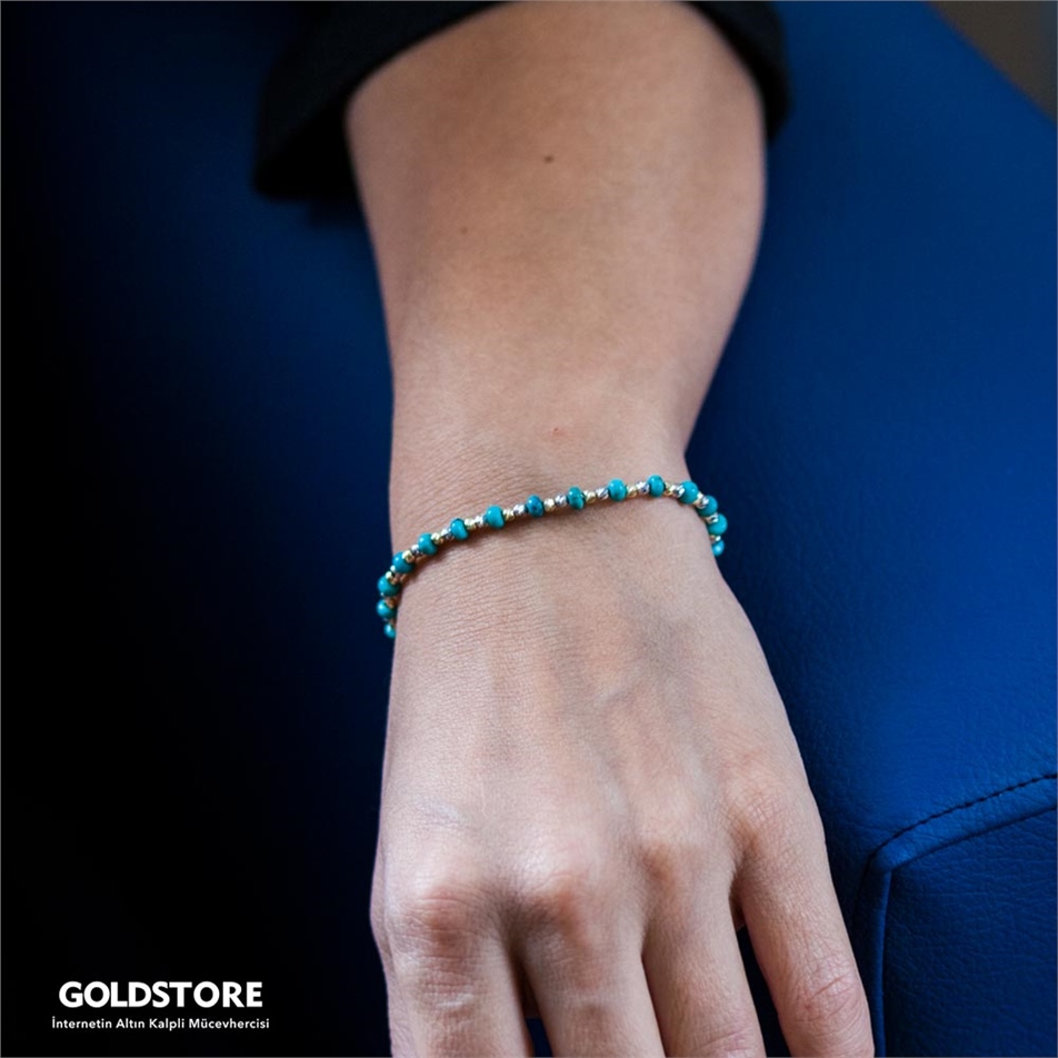 Solid Gold Ball Beaded Bracelet