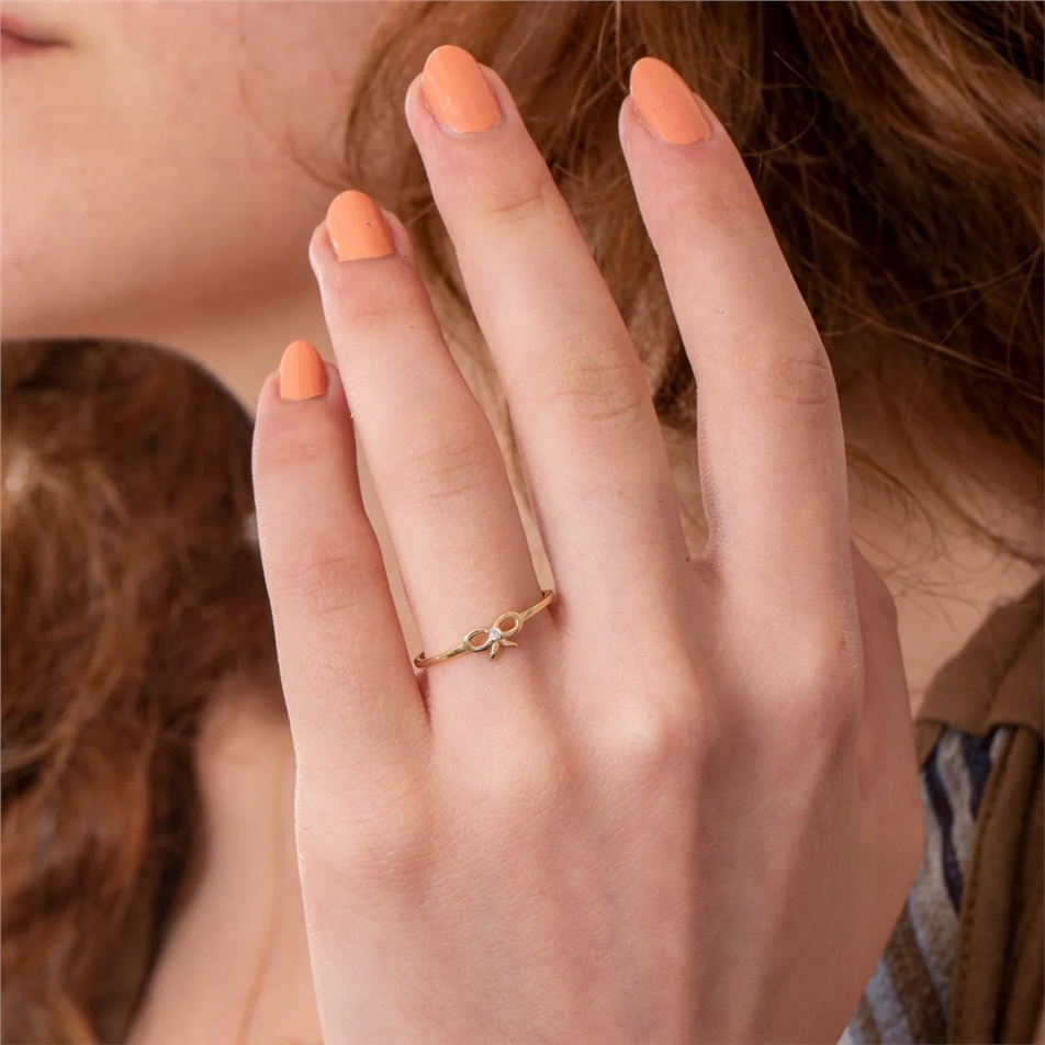 Solid Gold Ribbon Bow Ring