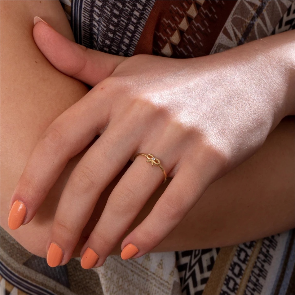 Solid Gold Ribbon Bow Ring
