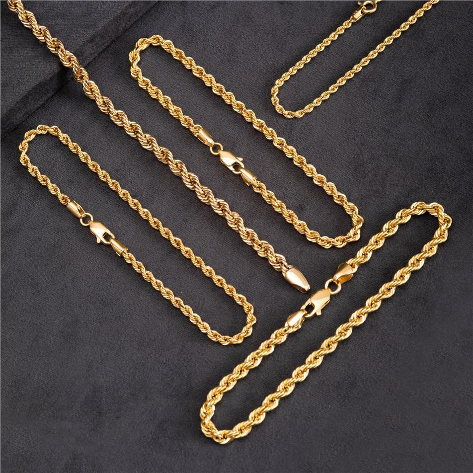 Solid Gold Rope Chain Bracelet