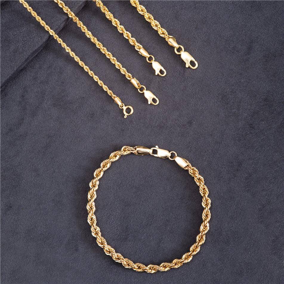 Solid Gold Rope Chain Bracelet