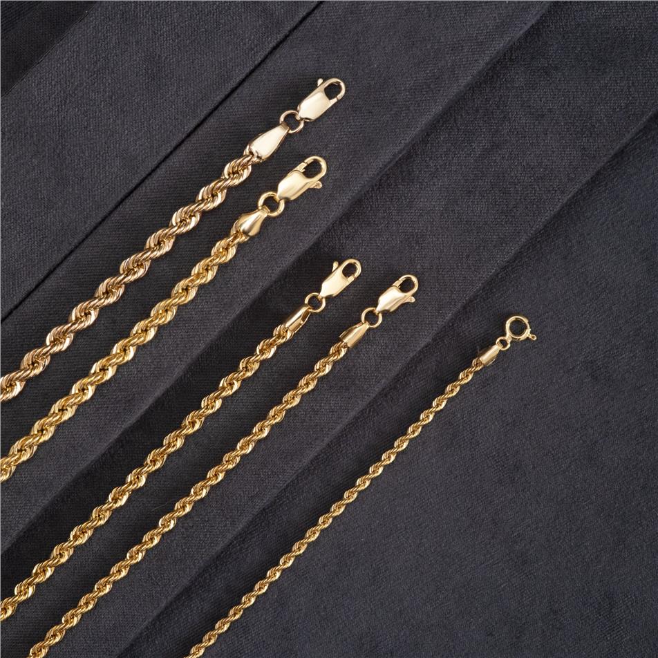 Solid Gold Rope Chain Bracelet
