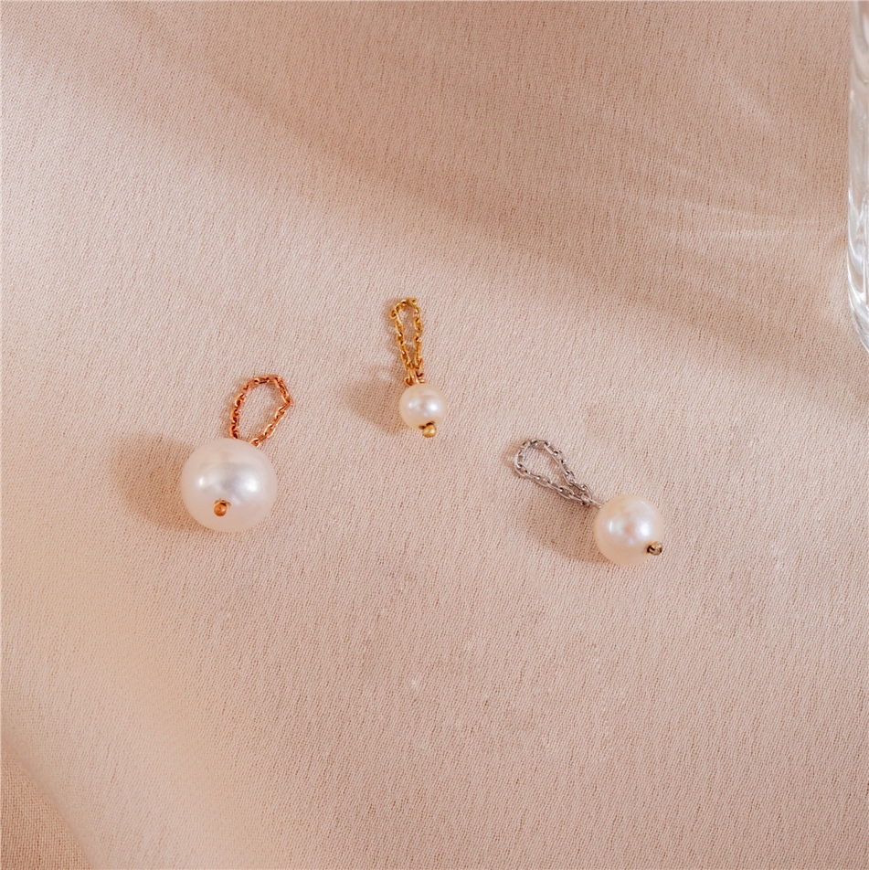 Solid Gold Pearl Charm