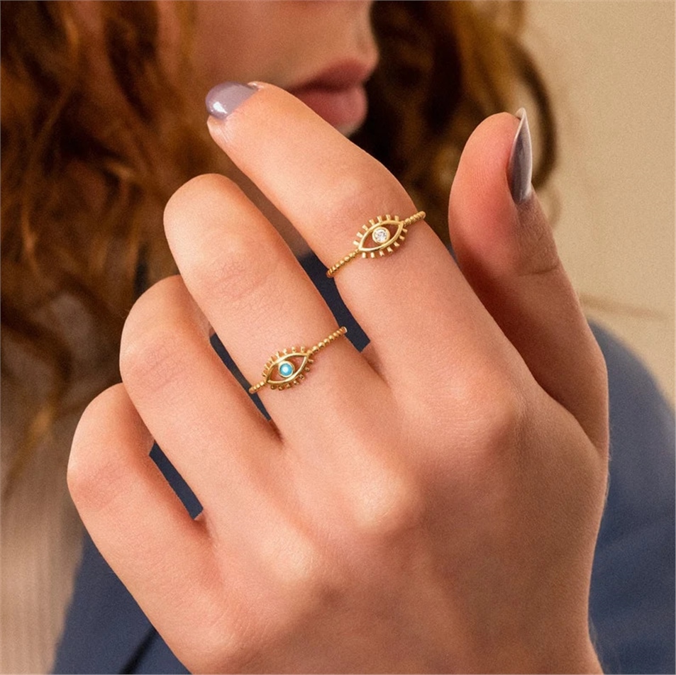 Solid Gold Fancy Evil Eye Ring