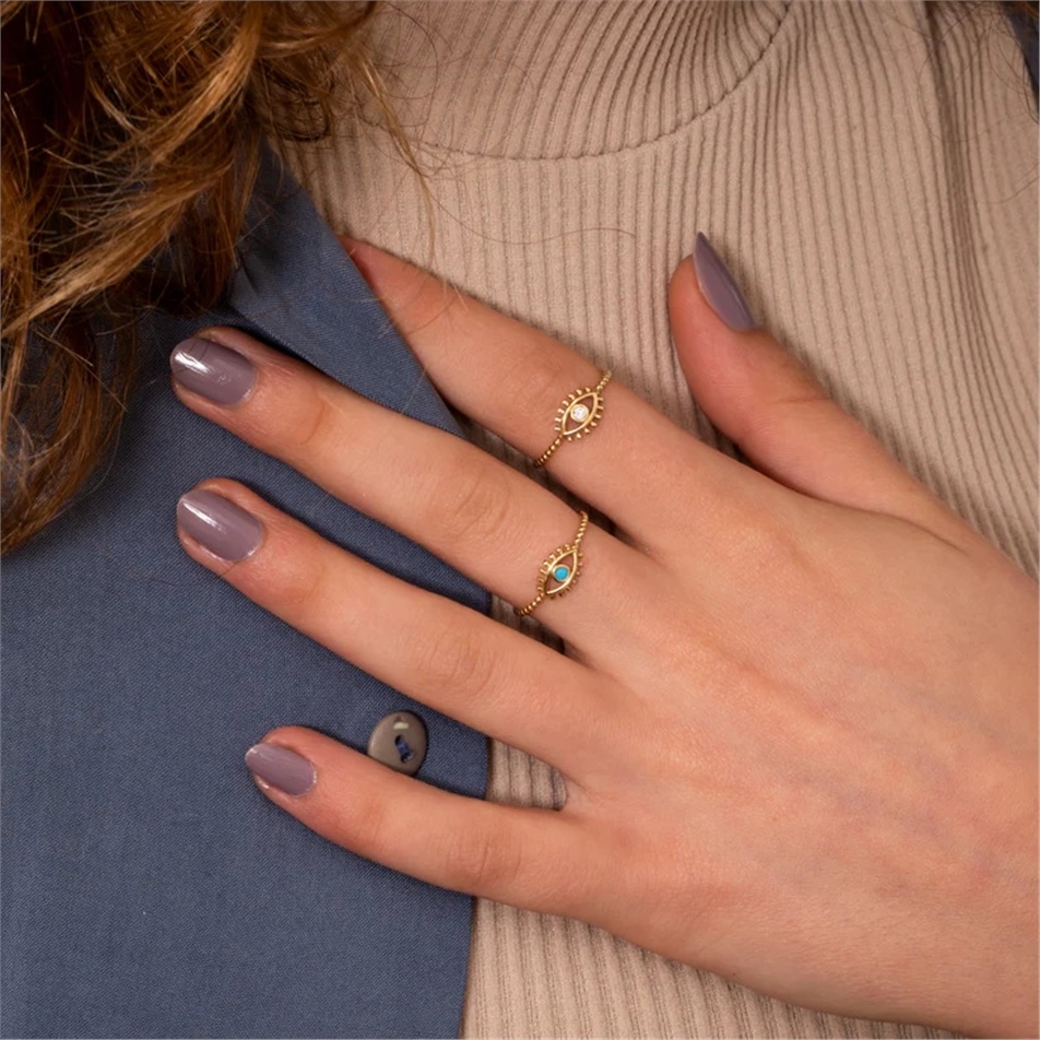 Solid Gold Fancy Evil Eye Ring