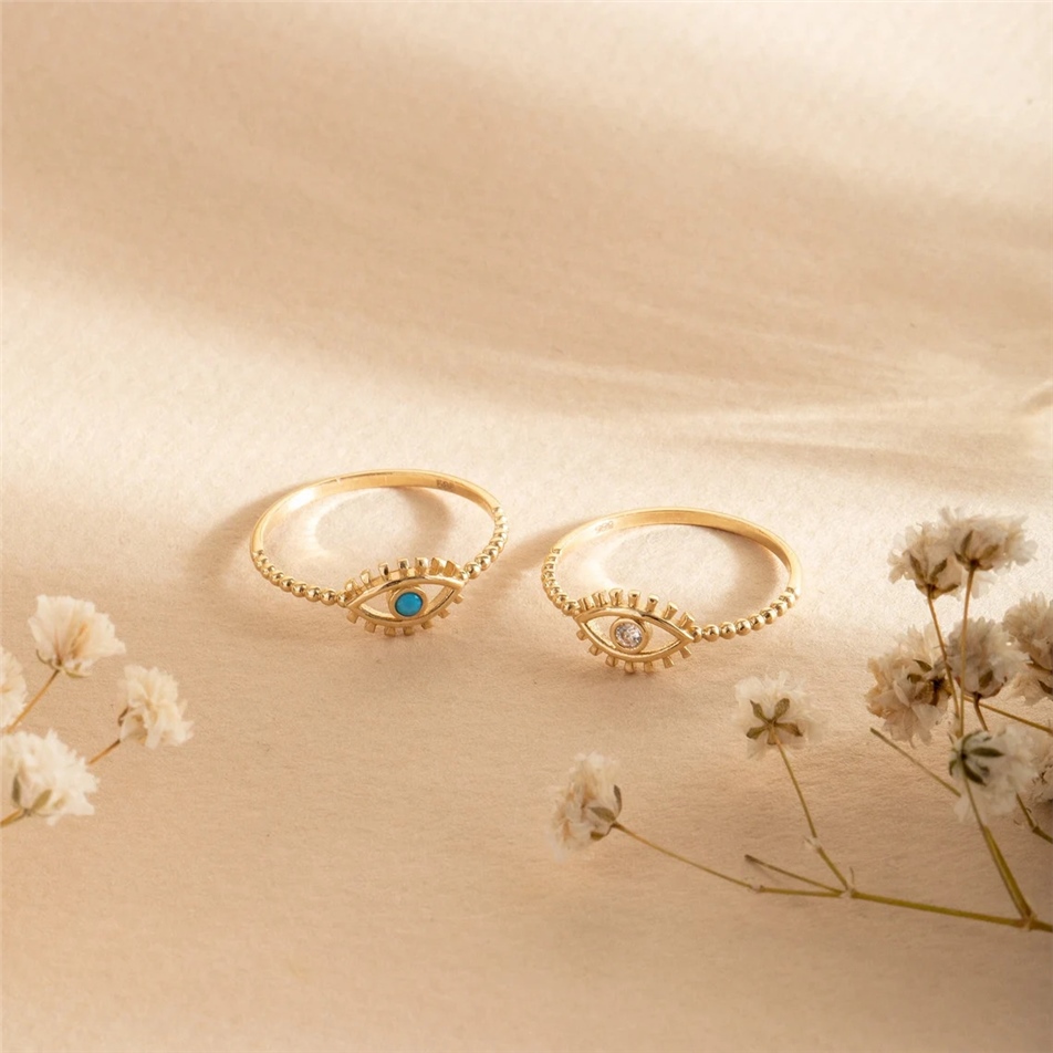 Solid Gold Fancy Evil Eye Ring