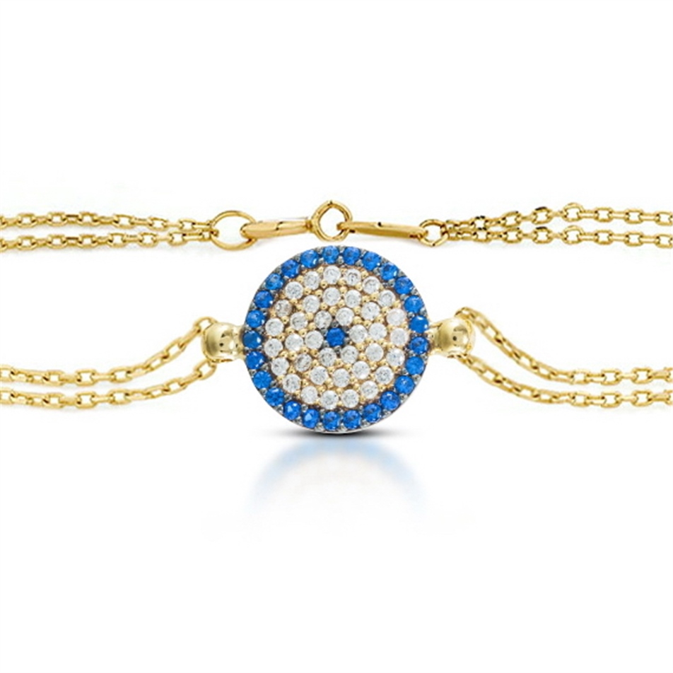 Solid Gold Fancy Evil Eye Bracelet