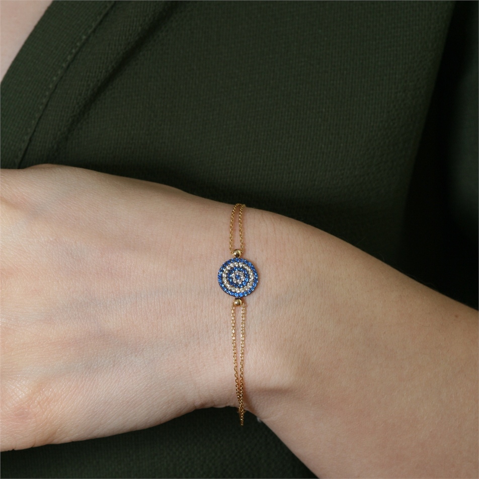 Solid Gold Fancy Evil Eye Bracelet