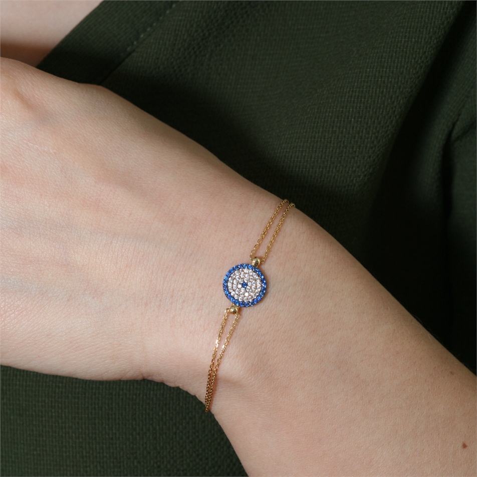 Solid Gold Fancy Evil Eye Bracelet