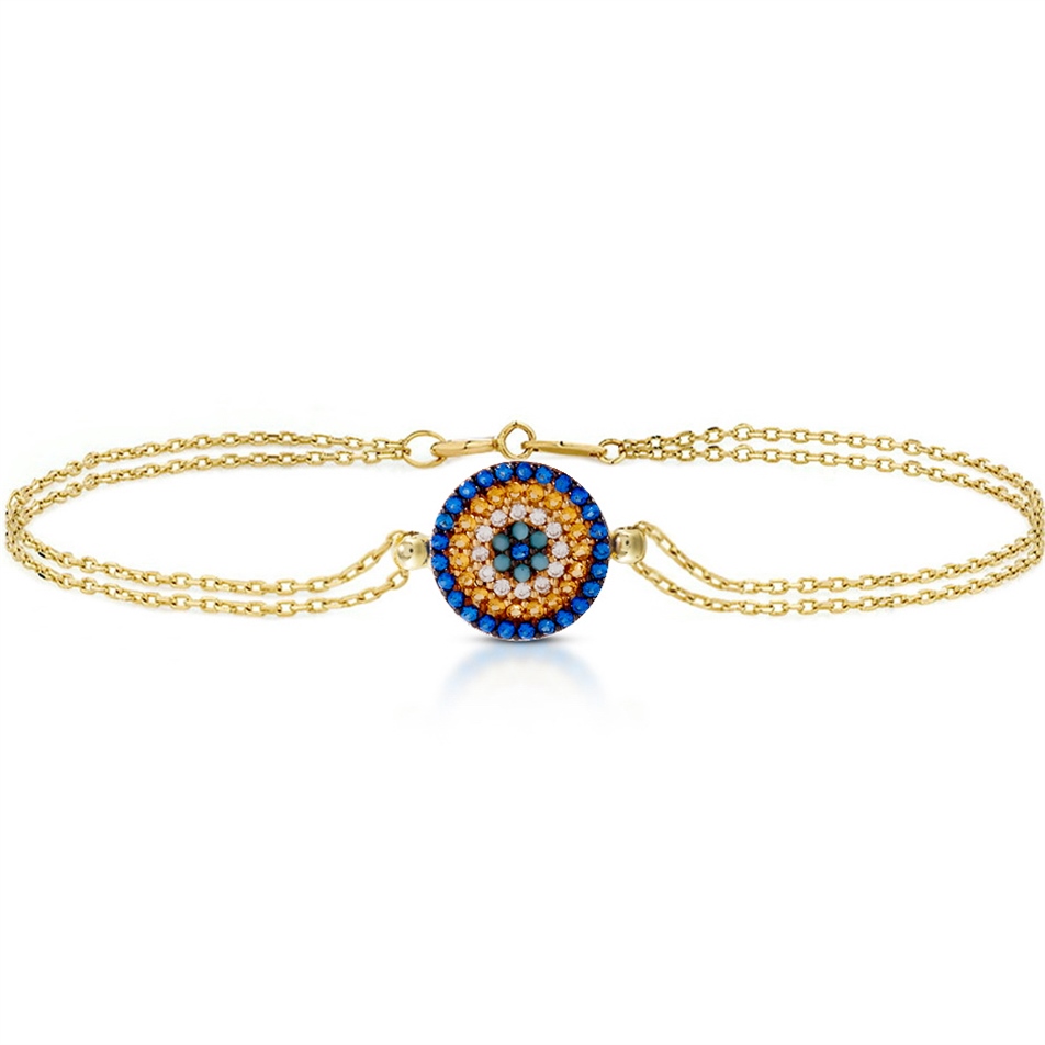 Solid Gold Fancy Evil Eye Bracelet