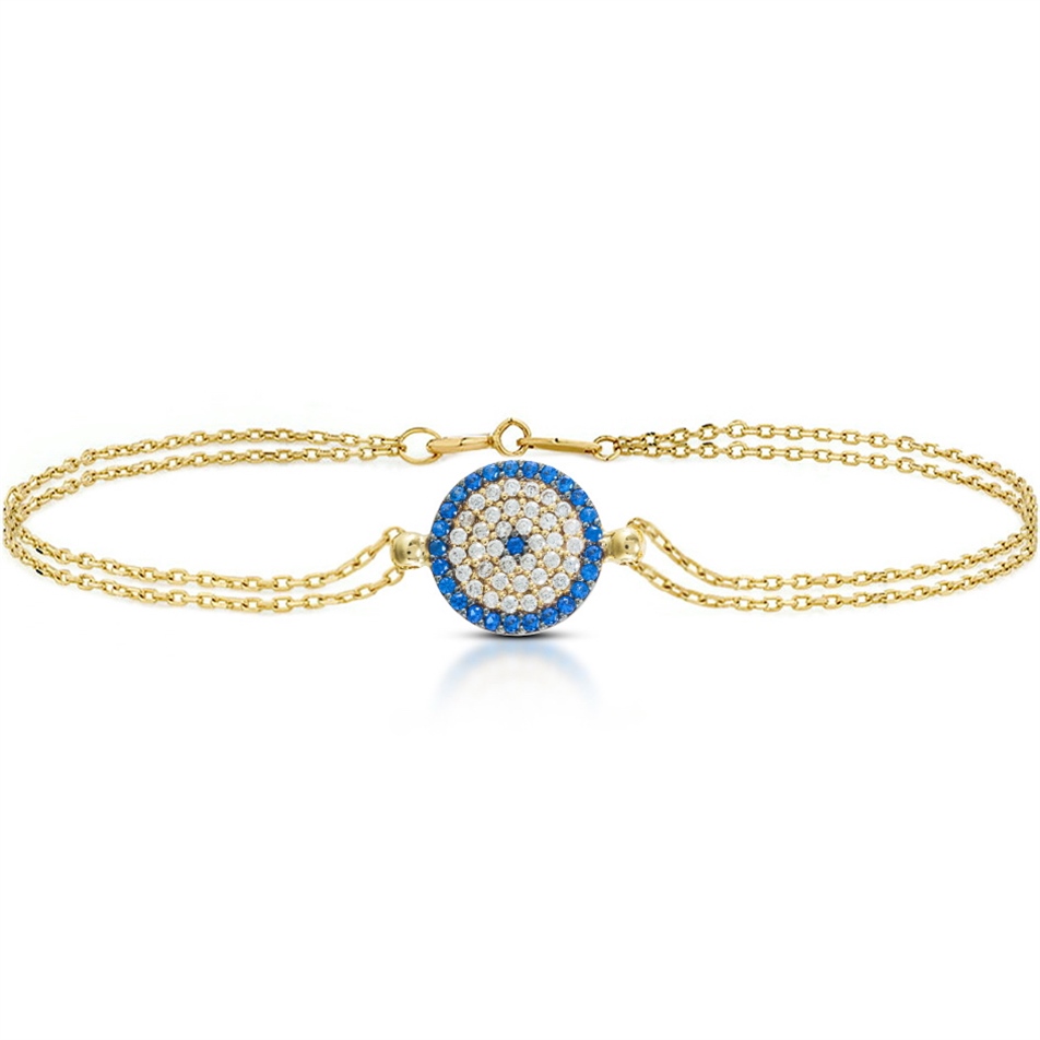 Solid Gold Fancy Evil Eye Bracelet