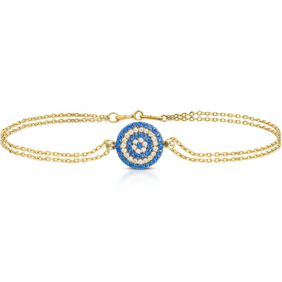 Solid Gold Fancy Evil Eye Bracelet