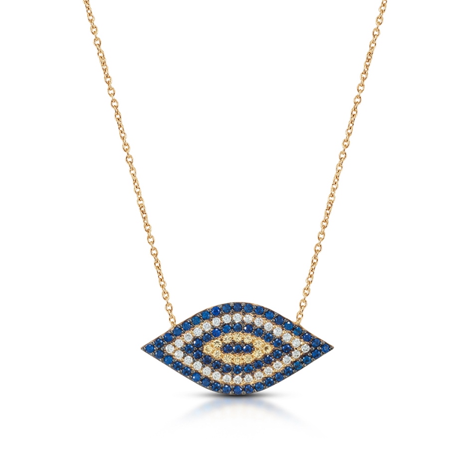Solid Gold Evil Eye Necklace