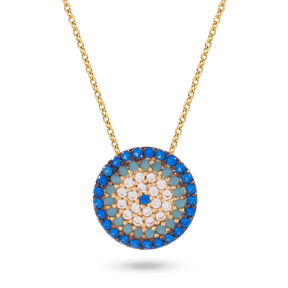 Solid Gold Fancy Evil Eye Necklace