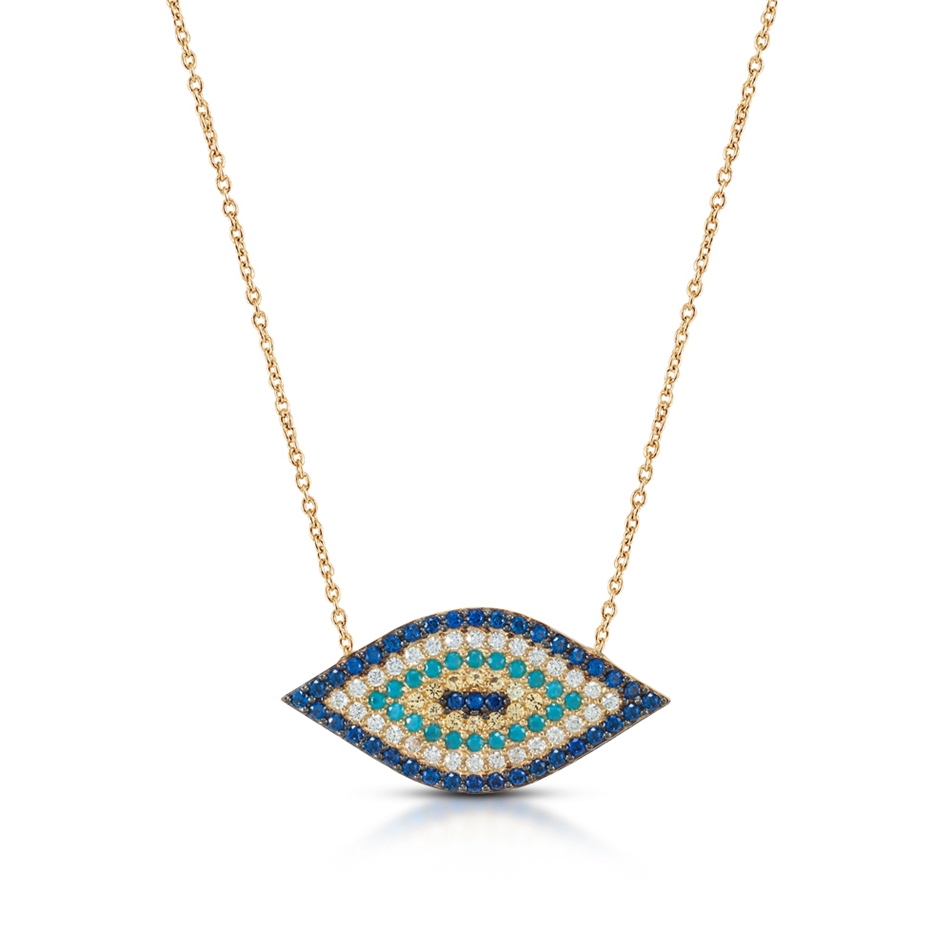 Solid Gold Evil Eye Necklace