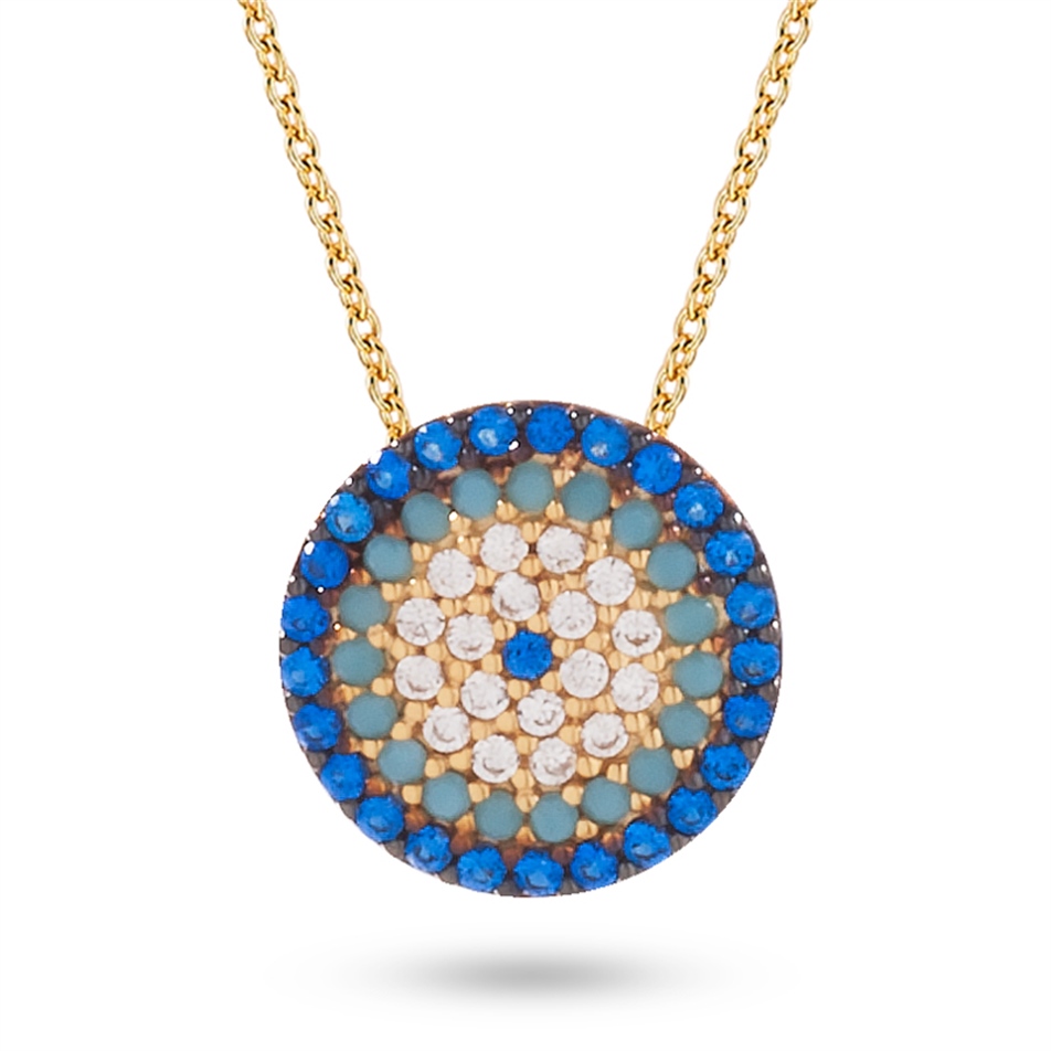 Solid Gold Fancy Evil Eye Necklace