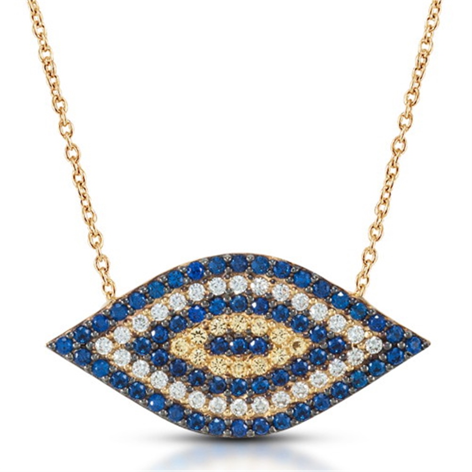 Solid Gold Evil Eye Necklace