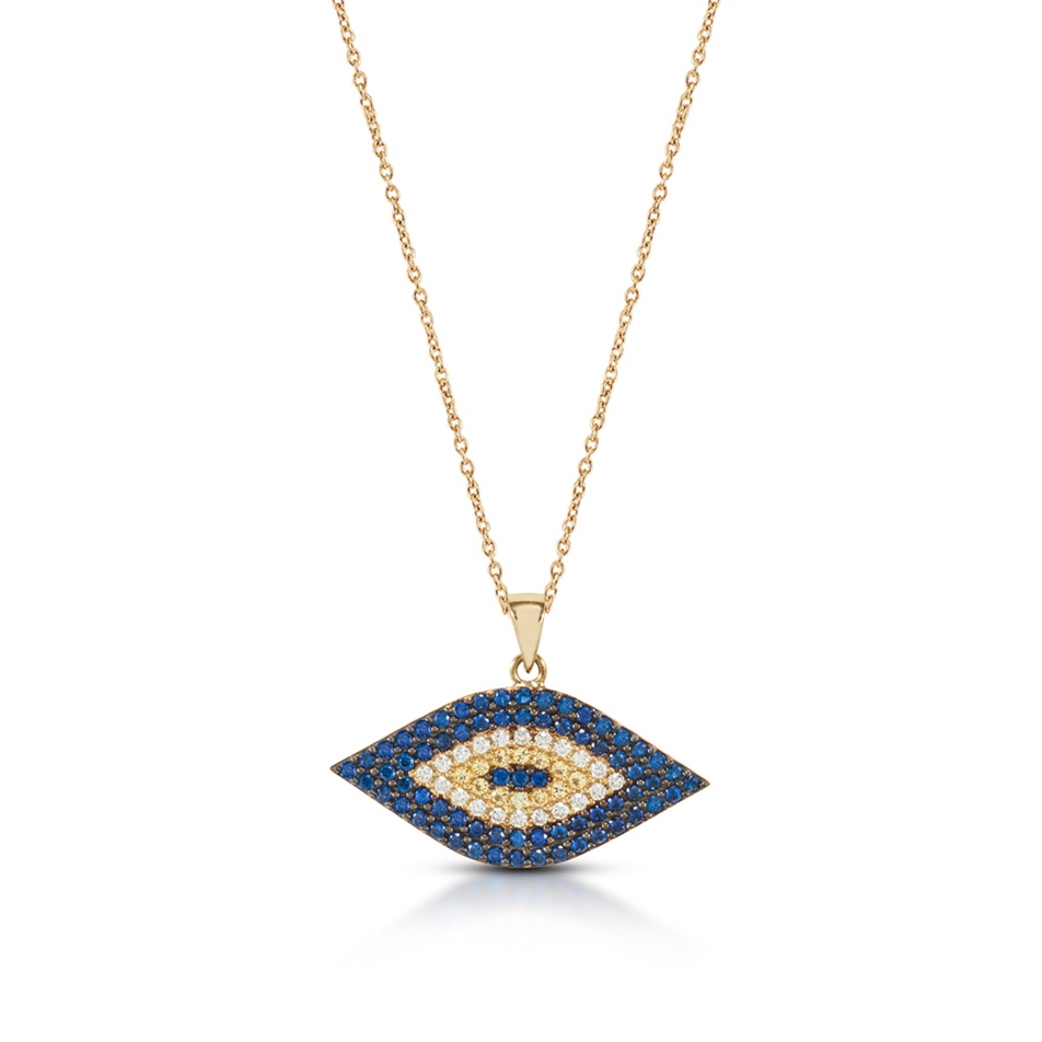 Solid Gold Evil Eye Necklace