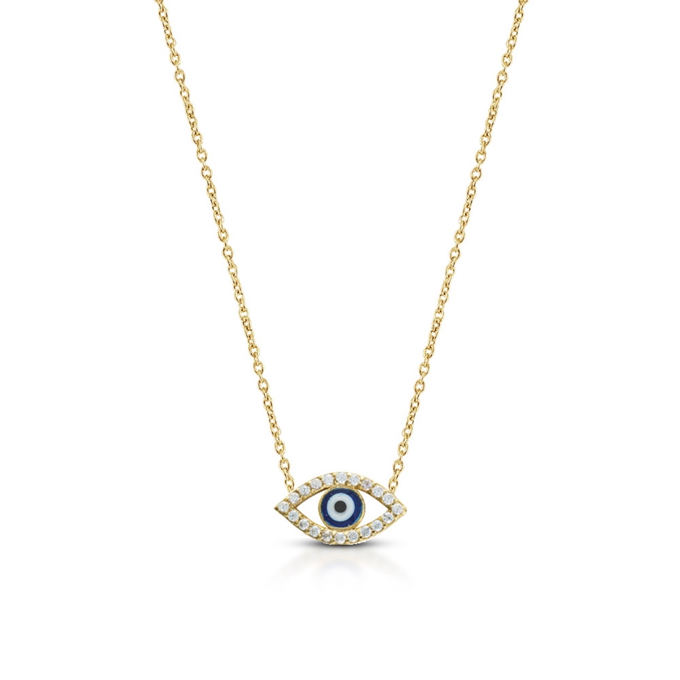 Solid Gold Fancy Evil Eye Necklace