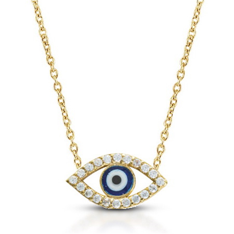 Solid Gold Fancy Evil Eye Necklace
