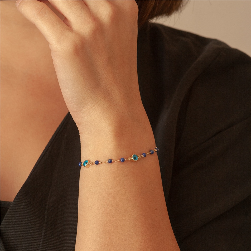 Solid Gold Evil Eye Bracelet
