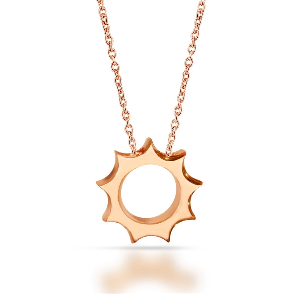 Solid Gold Sun Necklace