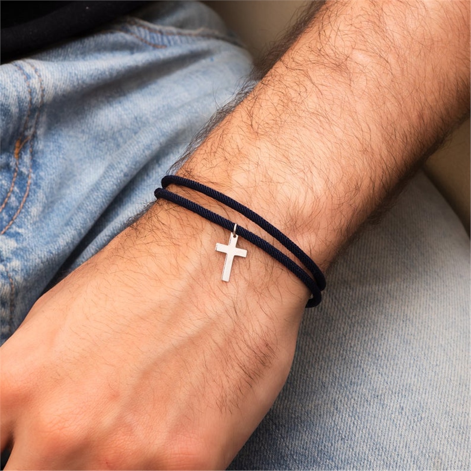 Solid Gold Cross Men Bracelet