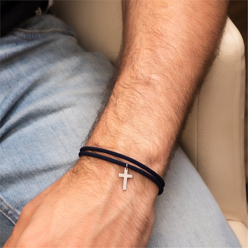 Solid Gold Cross Men Bracelet
