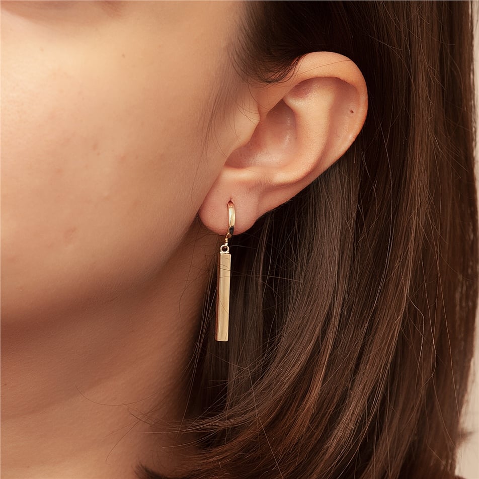 Solid Gold Bar Earring