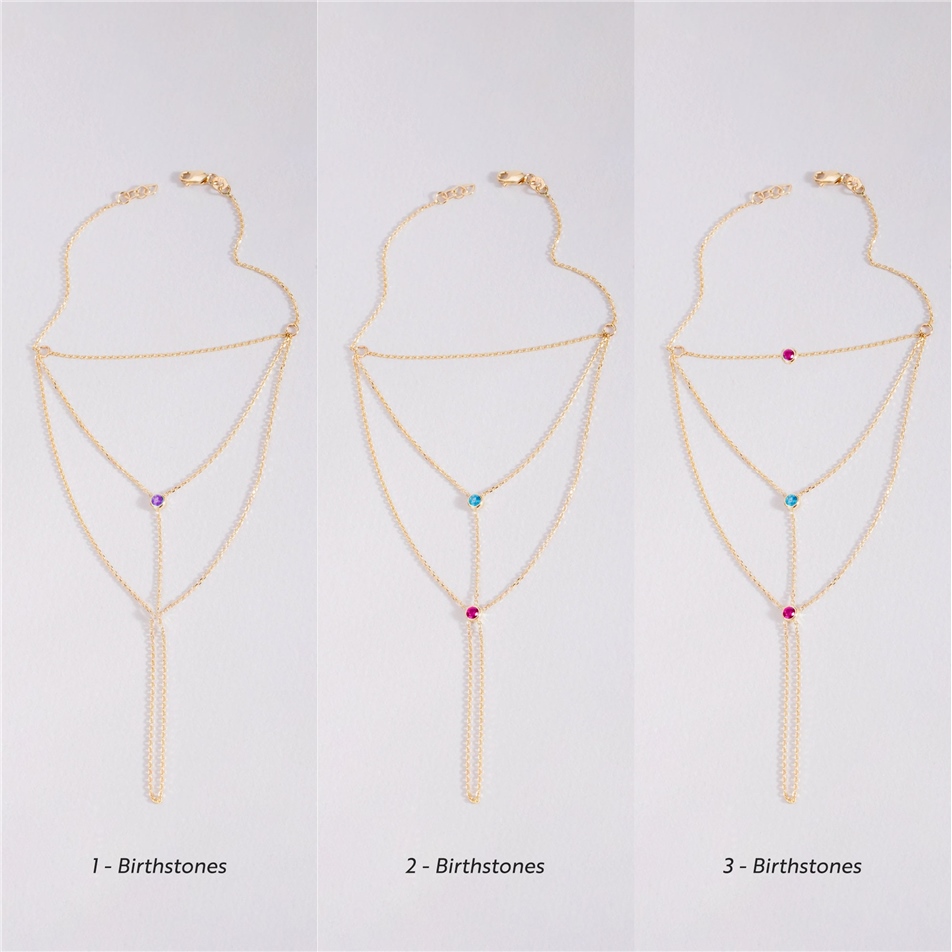 Solid Gold Birthstone Hand Bracelet