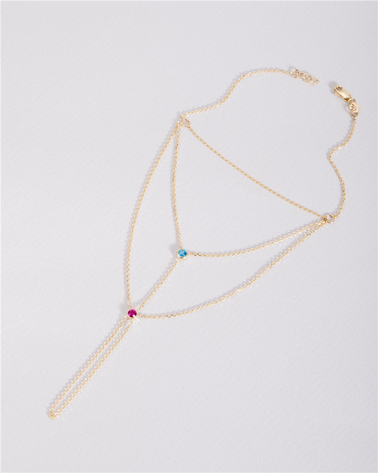 Solid Gold Birthstone Hand Bracelet